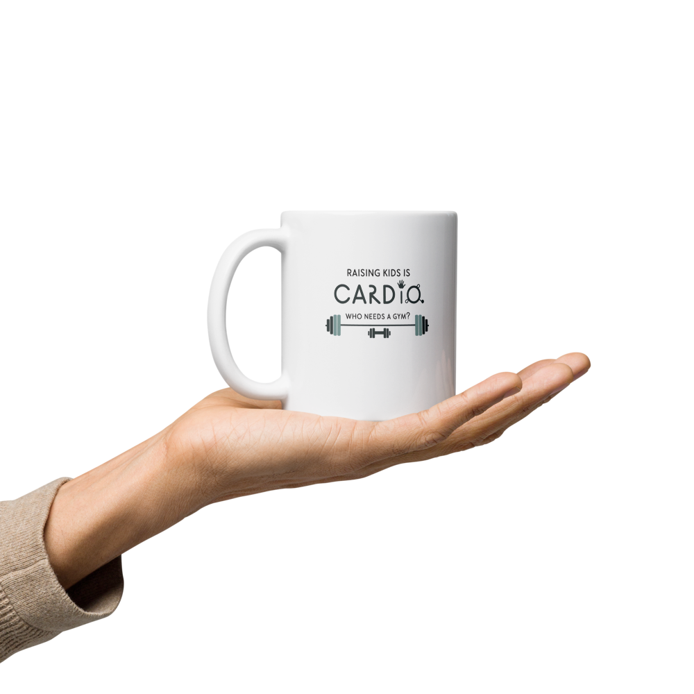 Funny mugs with 'Cardio in Progress' design by m6designer.